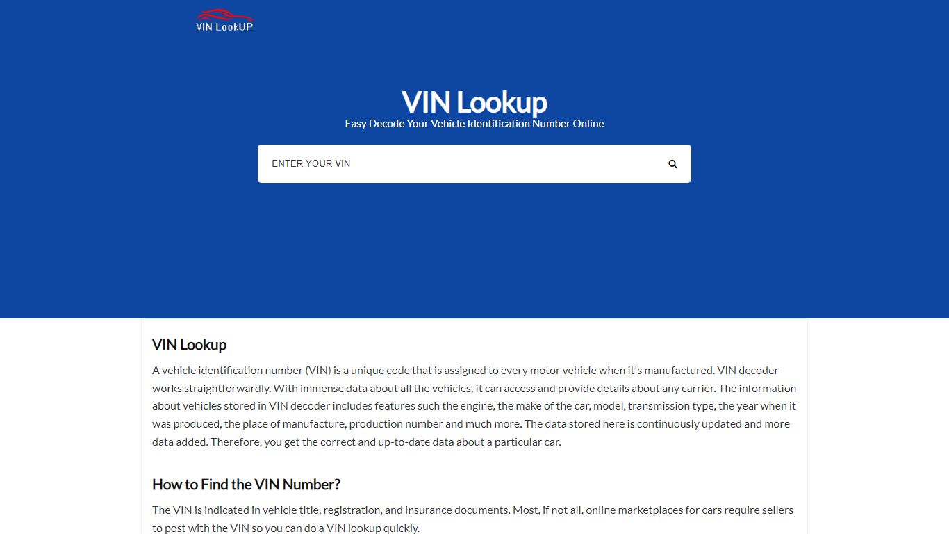 VIN Lookup - VIN Check Online
