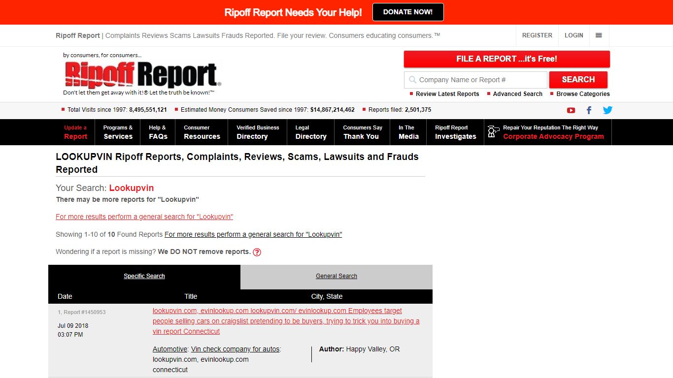 Ripoff Report | Lookupvin complaints, reviews, scams, lawsuits and ...